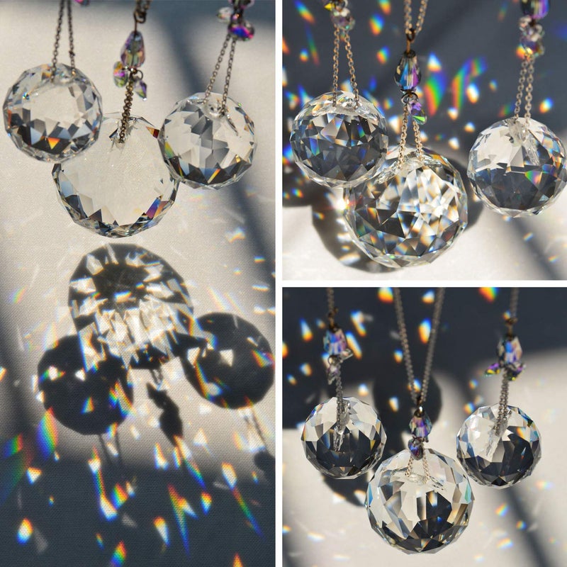 Pedobo 30/30/40mm Crystal Ball Prisms Suncatcher Hanging Ornament Chakra Crystals Rainbow Maker for Home,Garden Decoration - Image 5
